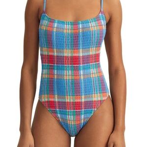 NWT Polo Ralph Lauren Kennedy Plaid Smocked One-Piece Swimsuit Small
